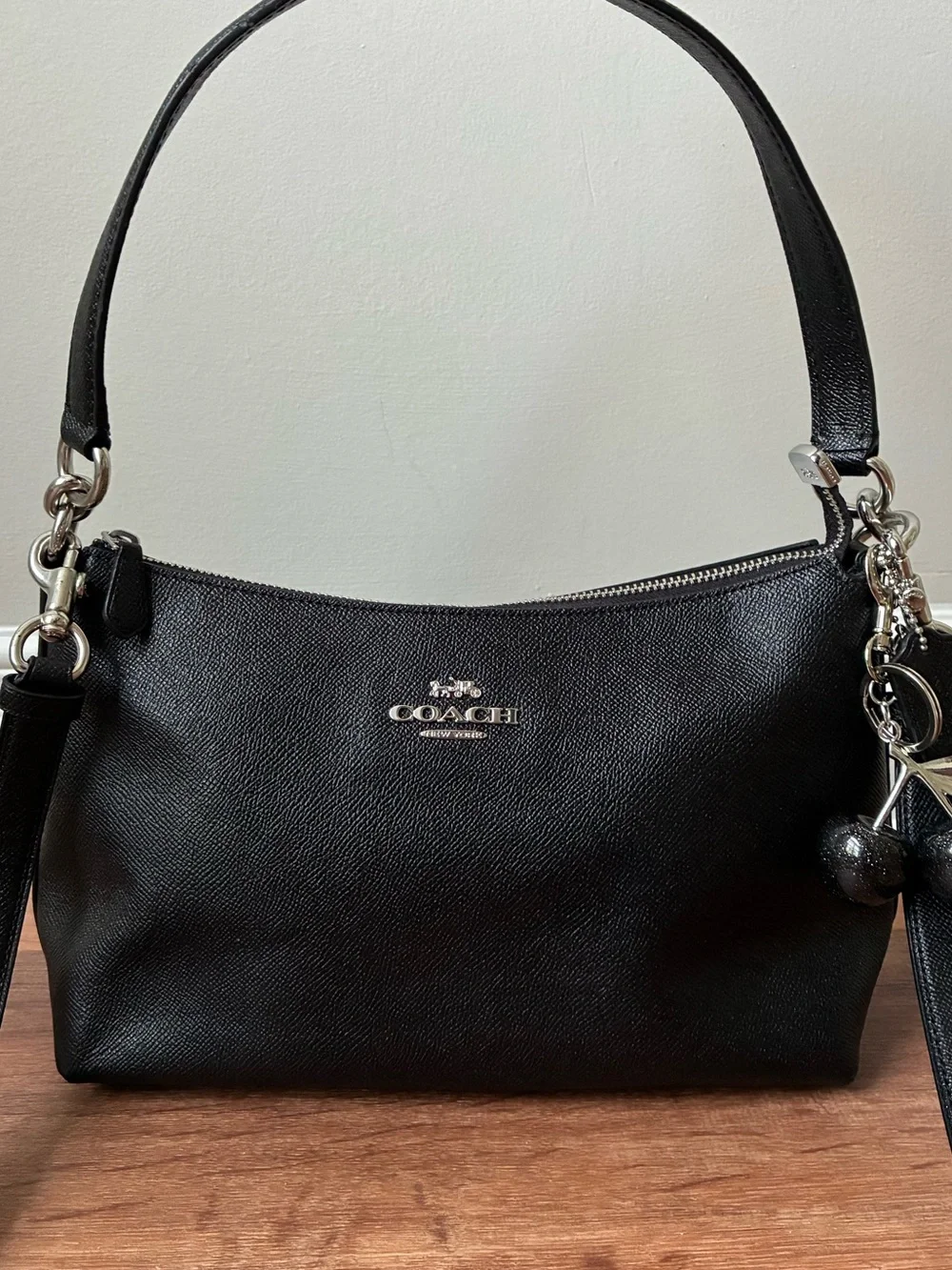 Coach Lewis Leather Crossbody Shoulder Bag, Black / Silver, 80058
